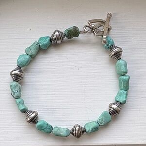 NWT Turquoise and Sterling Silver Beaded Bracelet